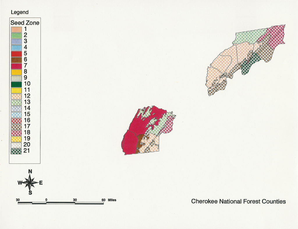 Cherokee National Forest Counties - Seed Zones